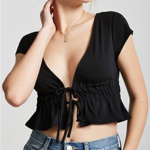 Forever 21 Ruched Tie Front Crop Top
